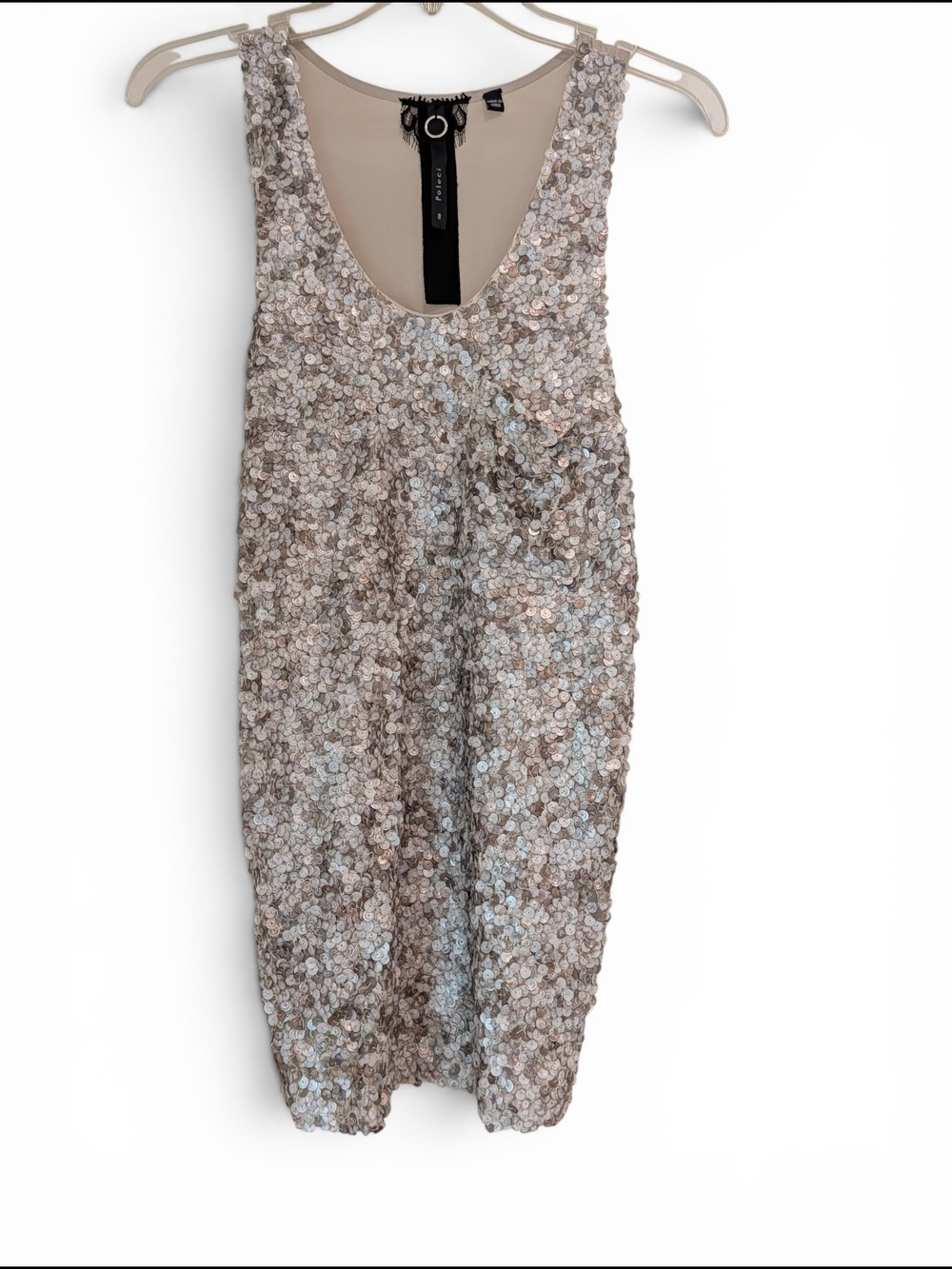 Poleci Sequin Tank Top in Champagne Size 8